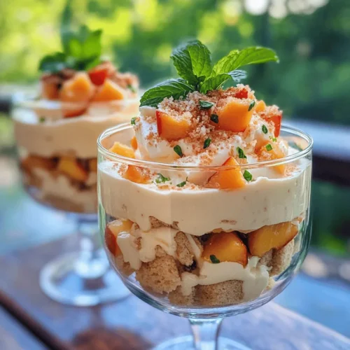 When it comes to light and refreshing desserts, few creations can rival the elegance of a Peach Mousse Trifle. This delightful treat combines the velvety smoothness of peach mousse with layers of crunchy graham cracker crumbs and the sweetness of ripe peaches. Perfect for two, this trifle strikes a beautiful balance of flavors and textures, making it an ideal dessert for intimate gatherings or a sweet indulgence after dinner.