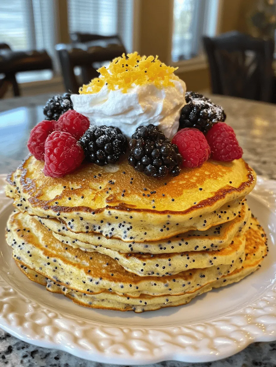 Zesty Lemon Poppy Seed Pancakes combine the bright, refreshing flavor of lemon with the nutty crunch of poppy seeds, creating a breakfast experience that is both invigorating and satisfying. The lemon zest and juice infuse the batter with a citrusy brightness, while the poppy seeds add a delightful crunch and visual appeal. This combination not only tantalizes the taste buds but also leaves you feeling refreshed and energized, making it an ideal choice to kickstart your day.