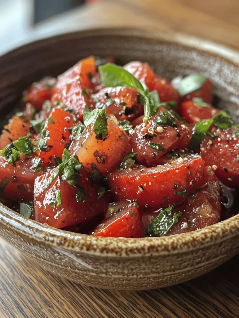 Marination is a culinary technique that has been around for centuries, primarily used to enhance the flavor and texture of food. The science behind marination lies in the interaction between the ingredients in the marinade and the food being marinated. When you marinate tomatoes, the acid from the vinegar and the fats from the olive oil penetrate the fruit, imparting rich flavors and enhancing the overall taste experience.