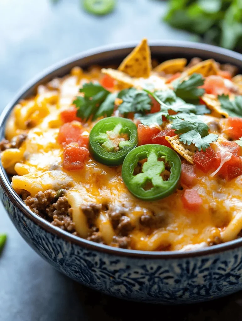 Are you ready to elevate your dinner game with a dish that perfectly marries two culinary worlds? Introducing the Cheesy Taco Mac Fiesta – an irresistible fusion of classic comfort food and vibrant Mexican flavors. This delightful recipe combines the creamy, cheesy goodness of macaroni and cheese with the zesty, bold tastes of taco seasoning, creating a meal that is sure to please the entire family. Whether you’re hosting a casual weeknight dinner, a fun family gathering, or simply craving a comforting bowl of goodness, this dish delivers on all fronts.