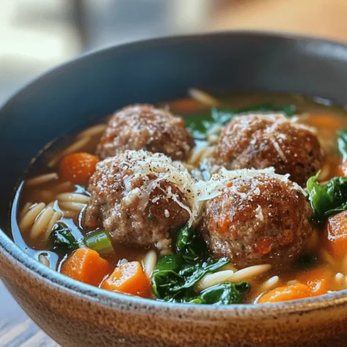 Italian Wedding Soup is a delightful dish that encapsulates the warmth and tradition of Italian-American cuisine. Despite its name, this soup has no direct connection to weddings; rather, it symbolizes the union of flavors and textures that come together in a harmonious blend. Originating in Southern Italy, the soup has transcended its roots and become a beloved staple in many households, especially during gatherings and family meals. Its comforting nature, rich broth, tender meatballs, and vibrant vegetables make it an ideal dish for sharing and enjoying with loved ones.