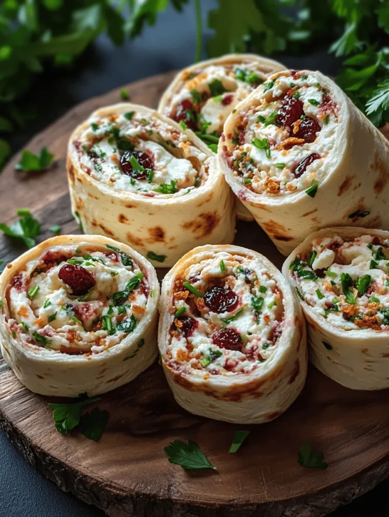 Explore the delightful combination of flavors with our Cranberry Feta Pinwheels with Cream Cheese recipe. Perfect for gatherings or as a tasty snack, these pinwheels are easy to make and packed with a unique blend of sweet and savory ingredients. The harmonious balance of creamy, tangy feta cheese and sweet, chewy dried cranberries wrapped in soft tortillas creates a mouthwatering experience that is sure to please any palate. Whether you're hosting a party, attending a potluck, or simply looking for a quick appetizer, these pinwheels offer a burst of flavor and can be prepared in no time.