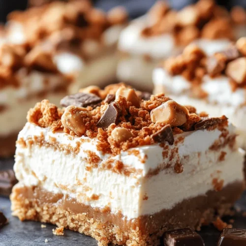 If you're on the lookout for a dessert that perfectly balances the rich creaminess of cheesecake with the delightful crunch of candy bars, look no further than Reese's Butterfinger Cheesecake Bars. This indulgent treat brings together the velvety smoothness of traditional cheesecake, the nutty flavor of peanut butter, and the satisfying crunch of Butterfinger candies, creating a mouthwatering experience that is hard to resist. Perfect for celebrations, potlucks, or simply satisfying your sweet tooth, these cheesecake bars are a guaranteed crowd-pleaser.