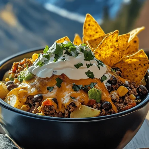 In a world where meal preparation often feels rushed, finding a recipe that combines heartiness, flavor, and ease is like striking gold. The Beefy Potato Fiesta Taco Bowl is just that—a delightful dish that brings together savory ground beef, tender potatoes, and a medley of fresh toppings, making it perfect for family dinners or casual gatherings. This recipe not only fills the stomach but also warms the heart, offering a comfort food experience that is both satisfying and delicious.