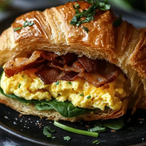 There’s nothing quite like starting your day with a delicious breakfast sandwich, and the Morning Bliss Croissant Sandwich is a standout choice that promises to elevate your breakfast experience. This delightful creation combines flaky, buttery croissants with a medley of fresh ingredients, making it a treat for both your taste buds and your body. Perfectly suited for busy mornings or leisurely brunches, this sandwich is not just a meal; it's a culinary embrace that sets a positive tone for the day ahead.