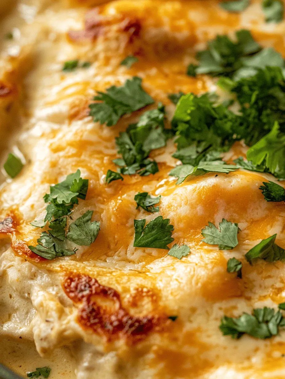 Indulging in a warm, cheesy dish can be one of life's greatest pleasures, especially when it comes to comfort food. One such culinary masterpiece is the Creamy Chicken Enchilada Casserole, a dish that combines the flavors of traditional enchiladas with the convenience of a casserole. This recipe not only delivers on taste but also on ease of preparation, making it a perfect choice for busy weeknights or cozy gatherings. Imagine layers of tender chicken enveloped in rich, creamy sauce, nestled between soft tortillas and topped with a generous layer of gooey, melted cheese. It’s no wonder that this dish has become a beloved staple in many households.