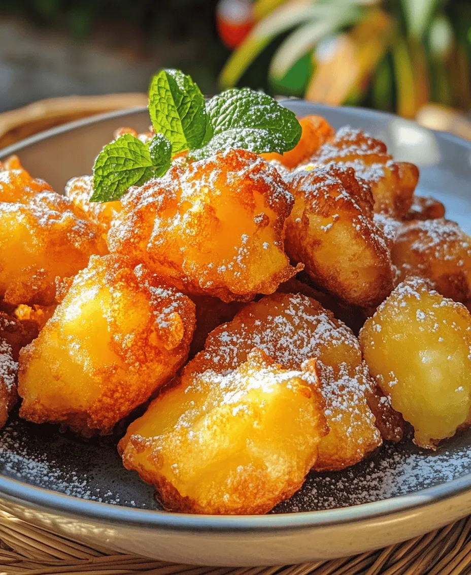 Pineapple fritters are a delightful treat that perfectly encapsulates the essence of summer with every bite. Their golden-brown exterior, crispy on the outside and tender on the inside, offers a sweet, tropical escape that transports you to sun-soaked beaches and lush palm trees. The refreshing flavor of pineapple shines through, providing a burst of sweetness that pairs beautifully with the light, airy batter. Whether served as a snack, a dessert, or a unique addition to brunch, these fritters have a universal appeal that can brighten any day.