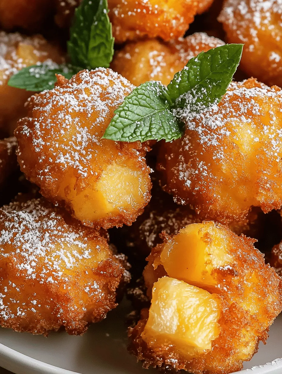 Pineapple fritters are a delightful treat that perfectly encapsulates the essence of summer with every bite. Their golden-brown exterior, crispy on the outside and tender on the inside, offers a sweet, tropical escape that transports you to sun-soaked beaches and lush palm trees. The refreshing flavor of pineapple shines through, providing a burst of sweetness that pairs beautifully with the light, airy batter. Whether served as a snack, a dessert, or a unique addition to brunch, these fritters have a universal appeal that can brighten any day.