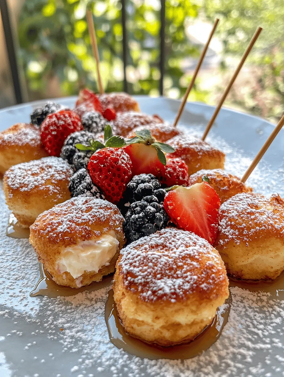 If you’re looking to elevate your breakfast game, stuffed French toast bites are the perfect solution. This delightful twist on a classic breakfast dish transforms the beloved French toast into bite-sized morsels that are as visually appealing as they are delicious. Imagine sinking your teeth into soft, sweet brioche bread encasing a rich cream cheese filling, all topped off with a drizzle of warm maple syrup and fresh berries. Whether you’re planning a special brunch for family or simply want to indulge yourself on a lazy weekend morning, these stuffed French toast bites deliver on flavor and satisfaction.