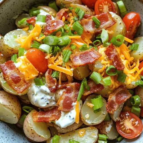 Loaded potato salad combines the traditional elements of potato salad with a variety of mouthwatering ingredients like crispy bacon, creamy cheese, and fresh vegetables. This version goes beyond the basic recipe, offering a delightful explosion of flavors and textures in every bite. While traditional potato salads often focus on a creamy dressing and simple ingredients, the loaded variant embraces indulgence, making it an irresistible choice for those wanting to impress their guests or simply indulge in a comforting dish.