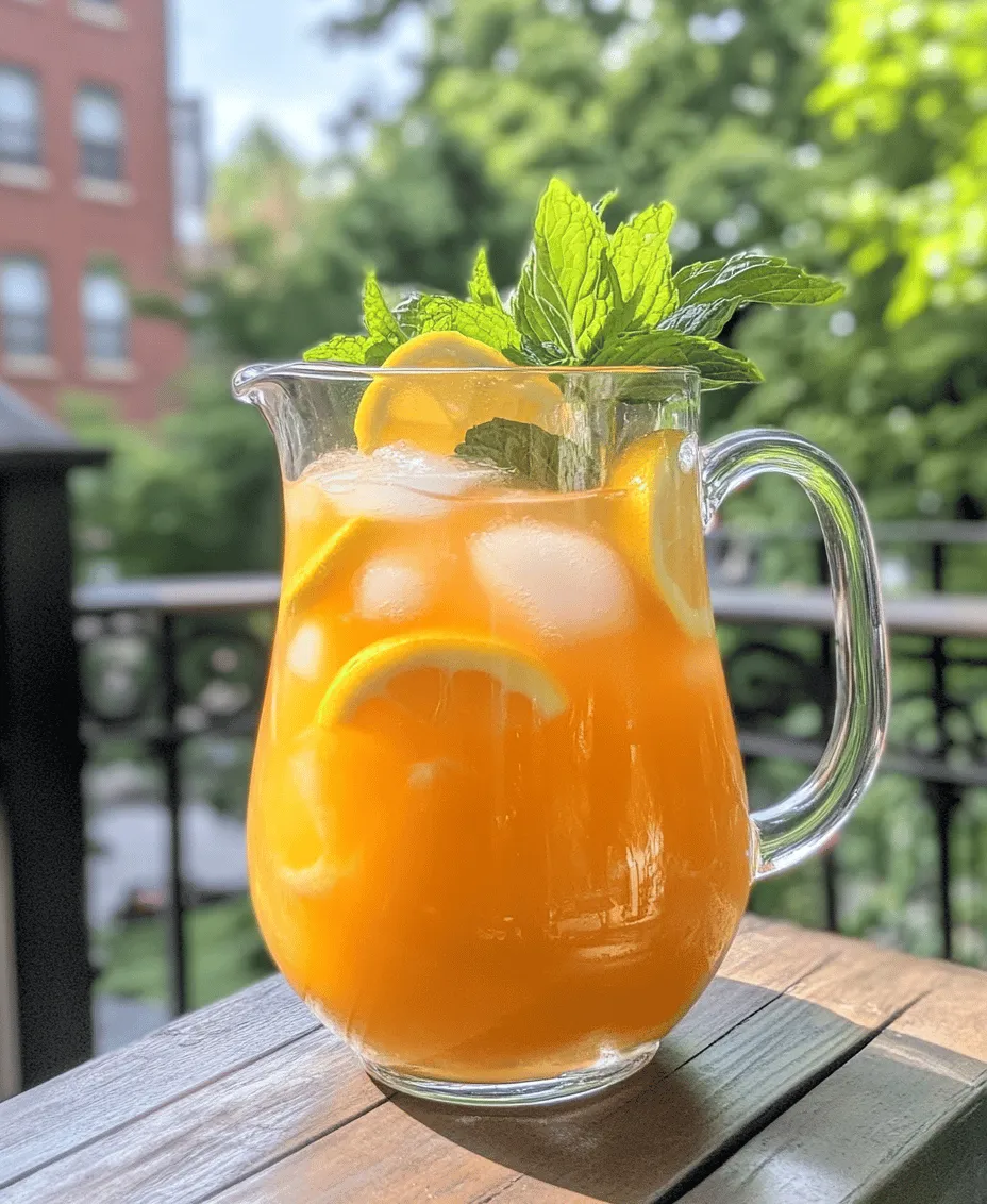 Peach lemonade is an exceptional blend of sweet and tangy flavors, making it a favorite for many. The natural sweetness of ripe peaches complements the tartness of fresh lemons, resulting in a well-balanced drink that is both satisfying and thirst-quenching. This delightful concoction is not just about flavor; it also serves as a refreshing way to hydrate during the hot summer months. Made from fresh, wholesome ingredients, this lemonade embodies the spirit of summer and provides a much-needed respite from the heat.