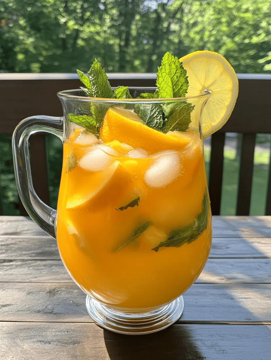 Peach lemonade is an exceptional blend of sweet and tangy flavors, making it a favorite for many. The natural sweetness of ripe peaches complements the tartness of fresh lemons, resulting in a well-balanced drink that is both satisfying and thirst-quenching. This delightful concoction is not just about flavor; it also serves as a refreshing way to hydrate during the hot summer months. Made from fresh, wholesome ingredients, this lemonade embodies the spirit of summer and provides a much-needed respite from the heat.