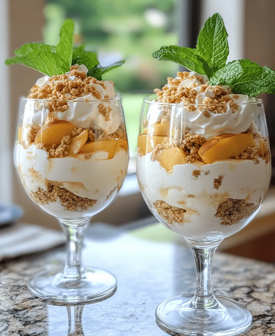 Trifle is a classic dessert that has delighted taste buds for centuries, originating in England during the 16th century. Traditionally, the dish consists of layers of sponge cake, fruit, custard, and whipped cream, creating a visually stunning and delicious treat. Over time, trifles have evolved, with various adaptations showcasing different flavors and ingredients. One such variation is the Peach Mousse Trifle, a romantic dessert perfect for two people. This light and airy dessert combines fresh peaches, creamy mousse, and crunchy graham crackers, making it an irresistible indulgence that captures the essence of summer in every spoonful.