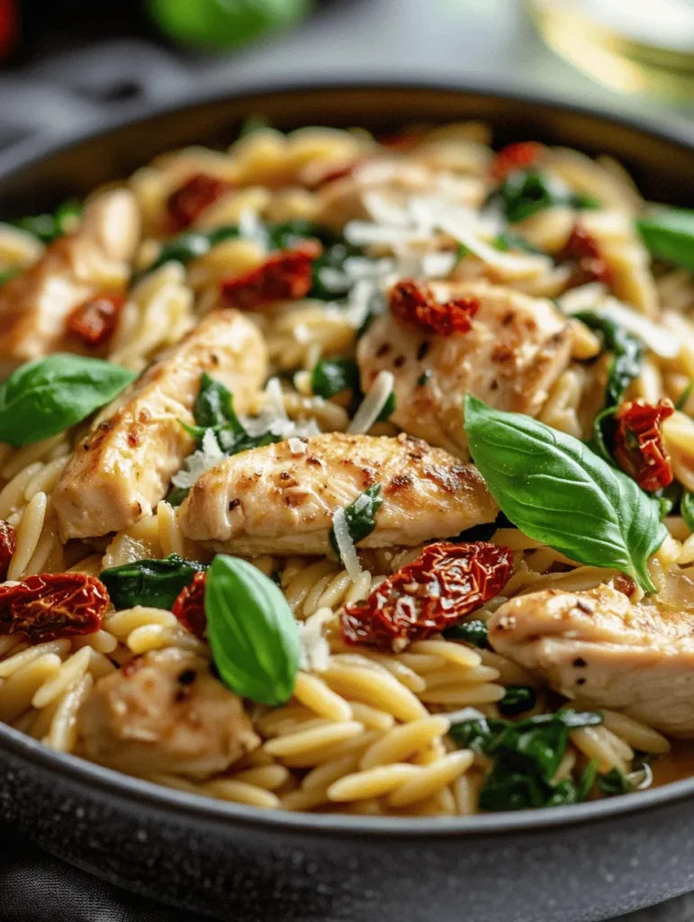 In the realm of quick and nutritious meals, Easy and Healthy Sun-Dried Tomato Chicken Orzo stands out as a vibrant and satisfying dish that combines the best of Mediterranean flavors with the nutritional benefits of wholesome ingredients. This recipe is particularly appealing for those who seek a balance between taste and health, making it a fantastic option for busy weeknight dinners or special family gatherings. The bright, sun-drenched flavors of sun-dried tomatoes complemented by tender chicken and fresh spinach create a delightful ensemble that pleases both the eyes and the palate.