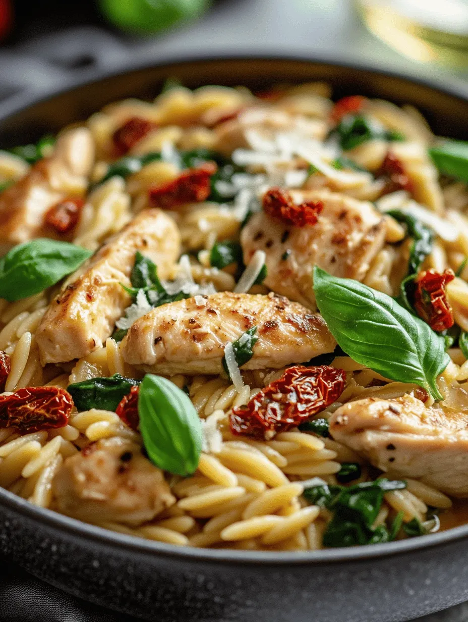 In the realm of quick and nutritious meals, Easy and Healthy Sun-Dried Tomato Chicken Orzo stands out as a vibrant and satisfying dish that combines the best of Mediterranean flavors with the nutritional benefits of wholesome ingredients. This recipe is particularly appealing for those who seek a balance between taste and health, making it a fantastic option for busy weeknight dinners or special family gatherings. The bright, sun-drenched flavors of sun-dried tomatoes complemented by tender chicken and fresh spinach create a delightful ensemble that pleases both the eyes and the palate.