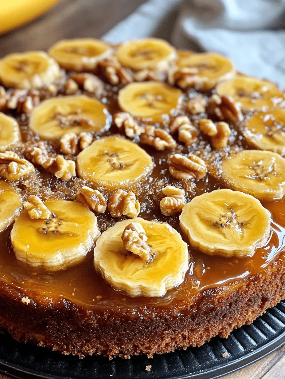 Ripe bananas are the star of this cake, providing natural sweetness and moisture. When choosing bananas for this recipe, look for those with a few brown spots on the skin, as these indicate optimal ripeness. The sugars in ripe bananas intensify during the baking process, resulting in a rich, sweet flavor that pairs beautifully with the cake's caramel topping. Additionally, their soft texture caramelizes beautifully during baking, enhancing the overall flavor profile and ensuring that each slice is packed with tropical goodness.
