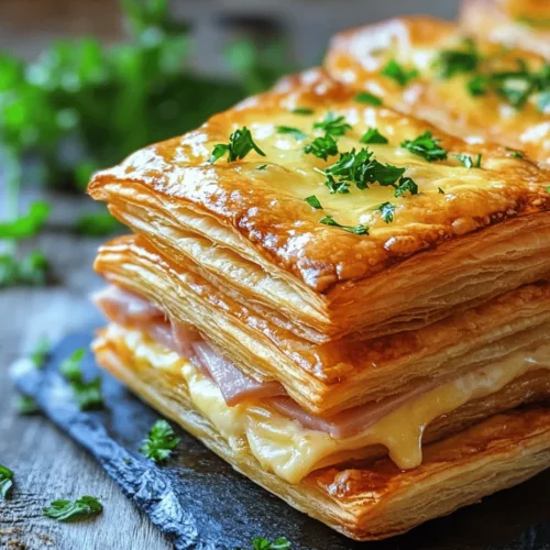 Welcome to the delightful world of crispy ham and cheese puff pastry stacks—a recipe that effortlessly combines the flaky goodness of puff pastry with the savory richness of ham and Swiss cheese. This versatile dish has gained popularity for both casual family dinners and elegant gatherings, making it a go-to choice for any occasion. Whether you’re hosting a party or simply craving a comforting snack, these puff pastry stacks promise to impress with their satisfying crunch and delicious flavor.