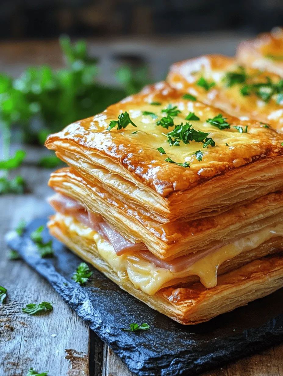 Welcome to the delightful world of crispy ham and cheese puff pastry stacks—a recipe that effortlessly combines the flaky goodness of puff pastry with the savory richness of ham and Swiss cheese. This versatile dish has gained popularity for both casual family dinners and elegant gatherings, making it a go-to choice for any occasion. Whether you’re hosting a party or simply craving a comforting snack, these puff pastry stacks promise to impress with their satisfying crunch and delicious flavor.