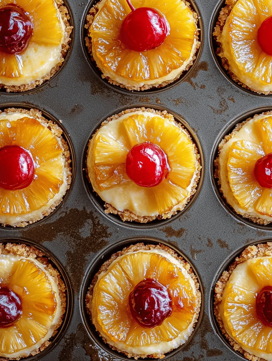 If you're looking for a dessert that perfectly balances sweet and tart flavors while bringing a touch of tropical charm to any occasion, look no further than mini pineapple upside-down cheesecakes. This delightful treat marries the beloved classic pineapple upside-down cake with the creamy richness of cheesecake, resulting in individual servings that are as visually appealing as they are delicious. The combination of tangy pineapple, luscious cream cheese, and a buttery crust creates a dessert that is sure to impress friends and family alike.