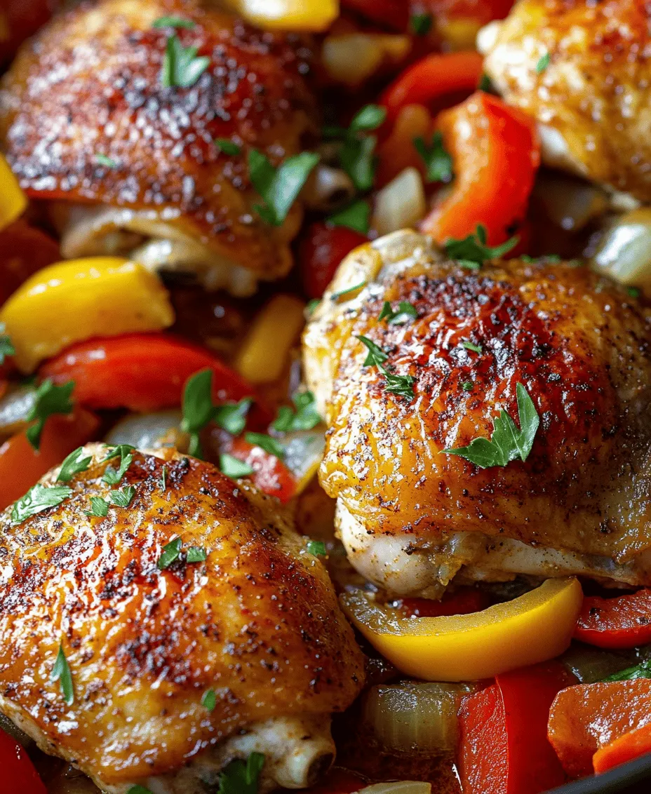 Imagine a dish that brings together the rich, savory flavors of succulent chicken thighs and the vibrant crunch of sweet bell peppers, creating a culinary experience that dances on your palate. Sizzling Chicken Thighs with Sweet Bell Peppers is not just a meal; it's a celebration of color, taste, and aroma that fills your kitchen as it cooks. The golden brown thighs sear perfectly while the sweet peppers and onions caramelize, creating an enticing medley of flavors that are both comforting and exhilarating.