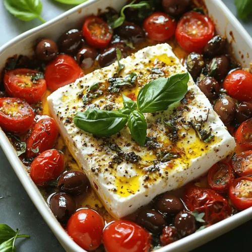 Baked Feta Delight with Tomatoes & Olives is more than just a dish; it’s a culinary experience that has captivated the hearts of food enthusiasts around the globe. Originating from the sun-kissed Mediterranean region, this delightful recipe combines the creamy richness of feta cheese with the sweet juiciness of tomatoes and the briny depth of olives. This harmonious blend of flavors not only elevates ordinary meals but also makes it a versatile dish suitable for various occasions—be it a casual weeknight dinner, an elegant gathering, or even an indulgent snack.
