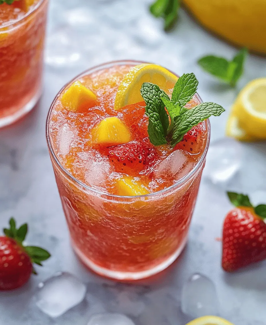 The Strawberry Mango Lemonade Boozy Slushie isn't just a drink; it's an experience. Imagine sipping on a frosty blend of fresh fruit, where every sip transports you to a tropical paradise. The interplay of flavors—from the sweetness of strawberries and mangoes to the tartness of lemons—creates a harmonious balance that is both refreshing and invigorating. Plus, with the optional addition of alcohol, this slushie can easily transition from a family-friendly treat to a fun adult beverage, making it a versatile choice for any occasion.
