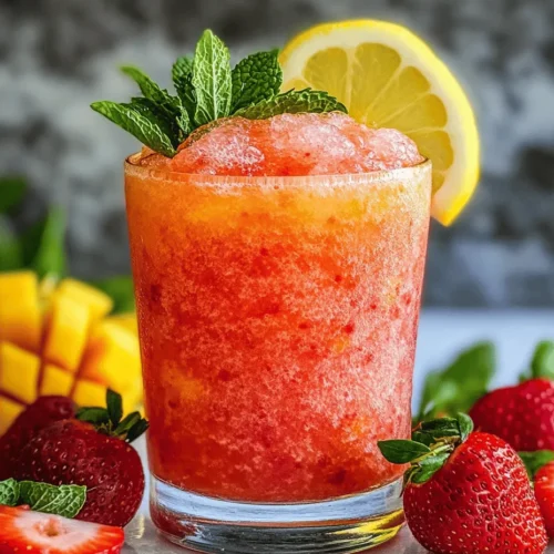 The Strawberry Mango Lemonade Boozy Slushie isn't just a drink; it's an experience. Imagine sipping on a frosty blend of fresh fruit, where every sip transports you to a tropical paradise. The interplay of flavors—from the sweetness of strawberries and mangoes to the tartness of lemons—creates a harmonious balance that is both refreshing and invigorating. Plus, with the optional addition of alcohol, this slushie can easily transition from a family-friendly treat to a fun adult beverage, making it a versatile choice for any occasion.