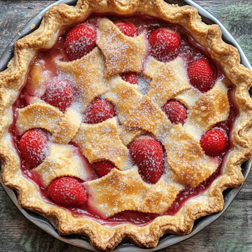 Delve into the delightful world of desserts with our Strawberry Rhubarb Bliss Pie. This classic combination of sweet strawberries and tart rhubarb creates a harmonious balance that tantalizes the taste buds. The bright red hues of the strawberries blend beautifully with the subtle greens of rhubarb, making this pie not only a feast for the palate but also a stunning centerpiece for any gathering. Whether you’re celebrating a special occasion or simply indulging in a cozy night in, this pie is the perfect way to showcase seasonal flavors at their finest.