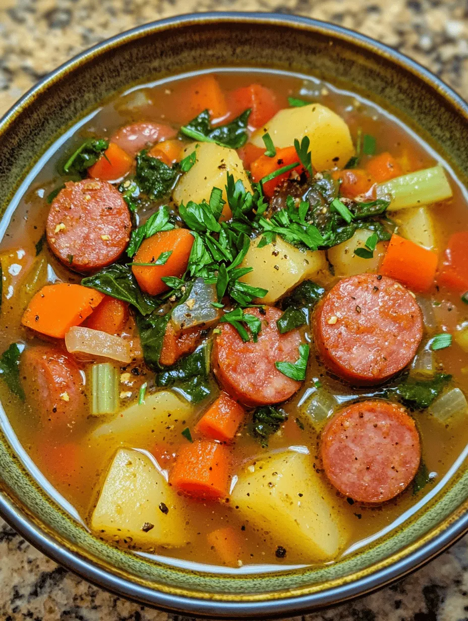 Embrace the heartwarming flavors of Kielbasa Sausage Soup Delight, a dish that beautifully marries the savory essence of kielbasa sausage with a medley of fresh vegetables and aromatic herbs. This comforting soup is not only perfect for chilly evenings but also serves as a nourishing meal that can be enjoyed year-round. Whether you’re returning home from a long day or simply seeking a satisfying dish to share with loved ones, this soup promises to envelop you in warmth and flavor.