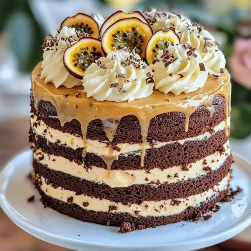Welcome to the world of indulgence and vibrant flavors with the Passionfruit Dream Cake, a dessert that beautifully marries the richness of chocolate with the refreshing notes of passionfruit. This cake not only dazzles the taste buds but also captivates the eyes with its stunning layers and vivid colors. The unique combination of sweet and tart passionfruit against the backdrop of a moist chocolate cake creates a harmonious balance that is sure to impress at any gathering.