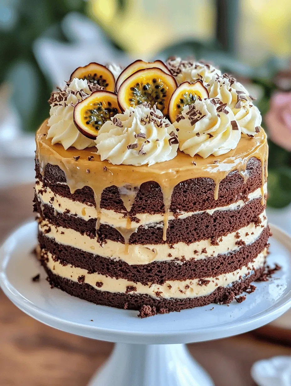 Welcome to the world of indulgence and vibrant flavors with the Passionfruit Dream Cake, a dessert that beautifully marries the richness of chocolate with the refreshing notes of passionfruit. This cake not only dazzles the taste buds but also captivates the eyes with its stunning layers and vivid colors. The unique combination of sweet and tart passionfruit against the backdrop of a moist chocolate cake creates a harmonious balance that is sure to impress at any gathering.