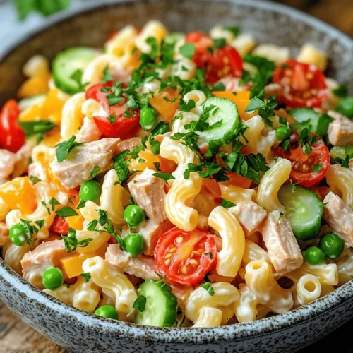Tuna macaroni salad is a timeless dish that has graced countless tables across America, celebrated for its versatility and ease of preparation. This delightful salad combines tender elbow macaroni with the rich flavors of tuna and the crunch of fresh vegetables, creating a balanced meal that appeals to both kids and adults alike. Whether you’re hosting a casual picnic, celebrating a family gathering, or just looking for a refreshing dish to enjoy on a warm day, this Tuna Macaroni Salad is sure to please.