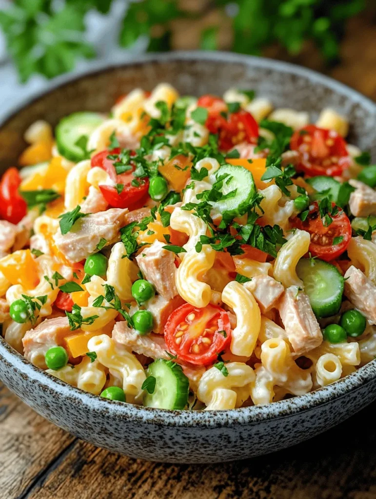 Tuna macaroni salad is a timeless dish that has graced countless tables across America, celebrated for its versatility and ease of preparation. This delightful salad combines tender elbow macaroni with the rich flavors of tuna and the crunch of fresh vegetables, creating a balanced meal that appeals to both kids and adults alike. Whether you’re hosting a casual picnic, celebrating a family gathering, or just looking for a refreshing dish to enjoy on a warm day, this Tuna Macaroni Salad is sure to please.