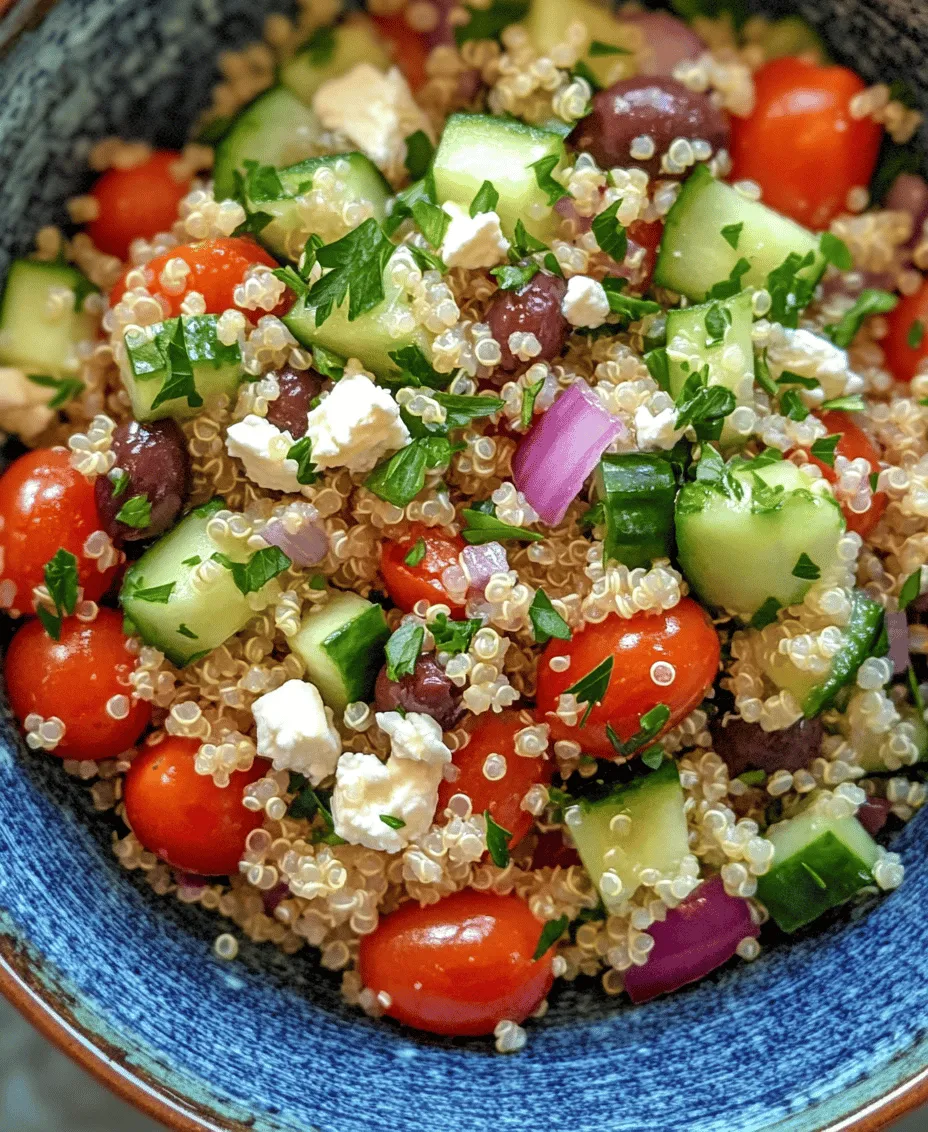 The Mediterranean Quinoa Salad is a vibrant and nutritious dish that captures the essence of the Mediterranean diet, celebrated for its health benefits and delicious flavors. Combining protein-packed quinoa, an array of fresh vegetables, and a zesty dressing, this salad is not only a feast for the eyes but also a wholesome addition to your meal plan. Whether you're looking for a light lunch, a side dish for dinner, or a healthy option for meal prep, this salad promises to deliver on taste and nutrition.