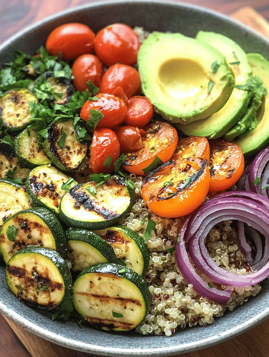 In the quest for wholesome and flavorful meal options, the Savory Quinoa & Grilled Veggie Bowl stands out as a nutritious choice that perfectly marries health and taste. This vibrant dish not only tantalizes the palate but also packs a punch in terms of nutritional value. With the rise of plant-based eating, more people are seeking dishes that are rich in flavor while being kind to their bodies. This quinoa and grilled veggie bowl is an excellent representation of that trend, making it an ideal centerpiece for lunch or dinner.