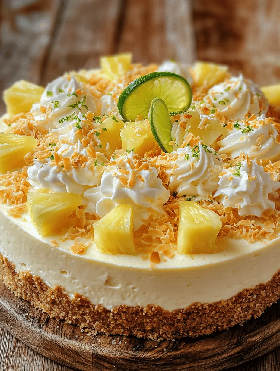 Imagine a dessert that transports you straight to a sun-soaked beach, where the gentle sound of waves and a warm breeze envelop you. Introducing the Tropical Paradise Coconut Pineapple Cheesecake—a delightful fusion of tropical flavors and a luxuriously creamy texture that is sure to impress. This cheesecake combines the rich taste of cream cheese with the sweetness of ripe pineapples, the nutty essence of coconut, and a hint of zesty lime, creating a symphony of flavors that can elevate any occasion.