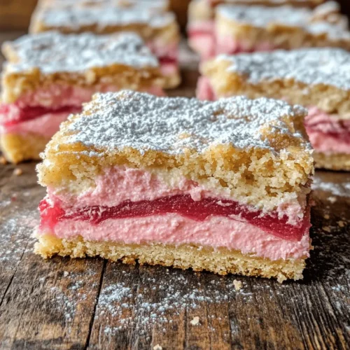 If you're in search of a dessert that strikes the perfect balance between sweet and tangy, look no further than rhubarb cream cheese bars. This delightful treat marries the tartness of fresh rhubarb with the creamy richness of cream cheese, creating a dessert that's not only delicious but also visually appealing. The vibrant pink-red stalks of rhubarb, combined with a smooth, luscious cream cheese filling, make these bars a standout option for any gathering or a sweet indulgence for yourself.