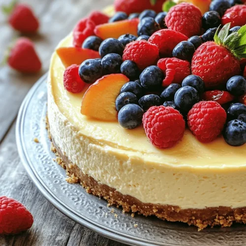 As the warm summer sun beckons us outdoors, there's nothing quite like indulging in a refreshing dessert that captures the essence of the season. Enter the Summer Berry Peach Cheesecake—a luscious blend of creamy cheesecake, ripe peaches, and a colorful array of fresh berries. This dessert not only tantalizes the taste buds but also serves as a stunning centerpiece for gatherings, celebrations, or simply a delightful treat on a balmy day.