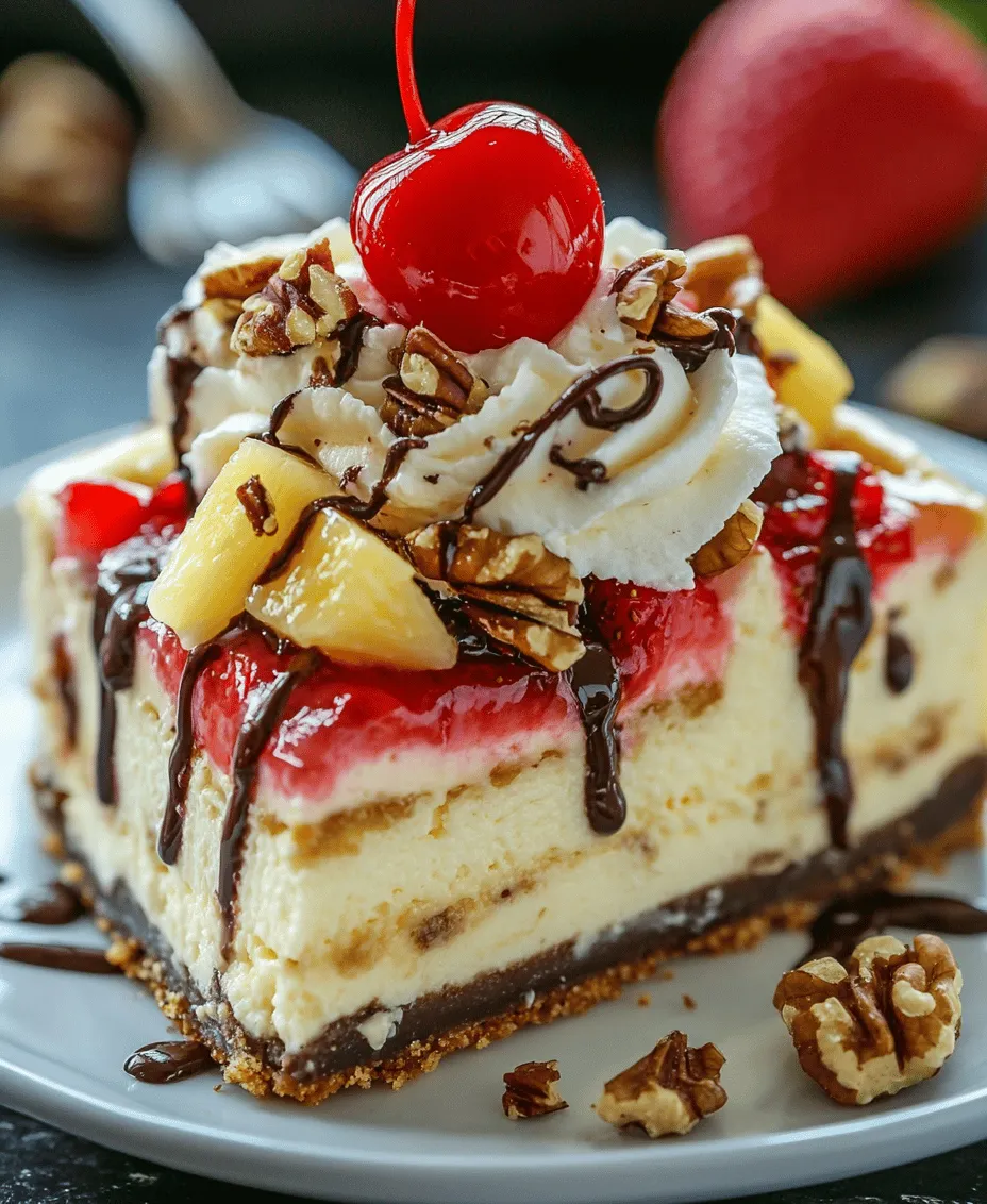 Cheesecake has long been celebrated as a luxurious and creamy dessert, beloved by many for its versatility and rich flavor profiles. From the classic New York-style cheesecake to fruit-topped variations, this dessert has a special place in the hearts (and stomachs) of dessert enthusiasts around the world. But what if we took this delightful dessert and infused it with the nostalgic flavors of a beloved classic—the banana split? Enter the Decadent Banana Split Cheesecake Delight, a mesmerizing fusion that marries the creamy, rich texture of cheesecake with the vibrant flavors of a traditional banana split.