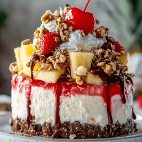 Cheesecake has long been celebrated as a luxurious and creamy dessert, beloved by many for its versatility and rich flavor profiles. From the classic New York-style cheesecake to fruit-topped variations, this dessert has a special place in the hearts (and stomachs) of dessert enthusiasts around the world. But what if we took this delightful dessert and infused it with the nostalgic flavors of a beloved classic—the banana split? Enter the Decadent Banana Split Cheesecake Delight, a mesmerizing fusion that marries the creamy, rich texture of cheesecake with the vibrant flavors of a traditional banana split.
