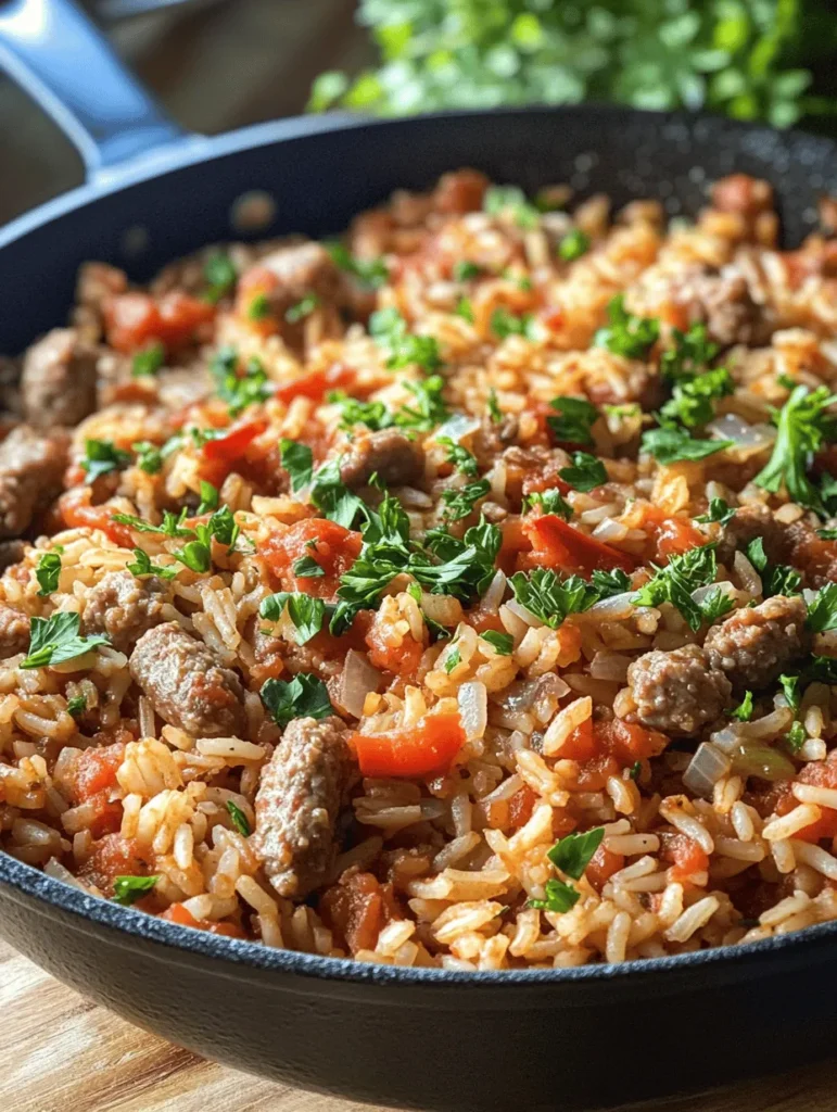The Savory Sausage and Rice Skillet is a delightful dish that brings together the comforting essence of sausage, wholesome rice, and a medley of vibrant vegetables in a single skillet. This recipe is not only a feast for the senses but also a practical solution for those busy weeknights when you crave a hearty meal without the fuss of extensive cooking. With its easy preparation and robust flavors, it’s an ideal choice for family dinners or meal prep, allowing you to whip up a satisfying dish in no time.