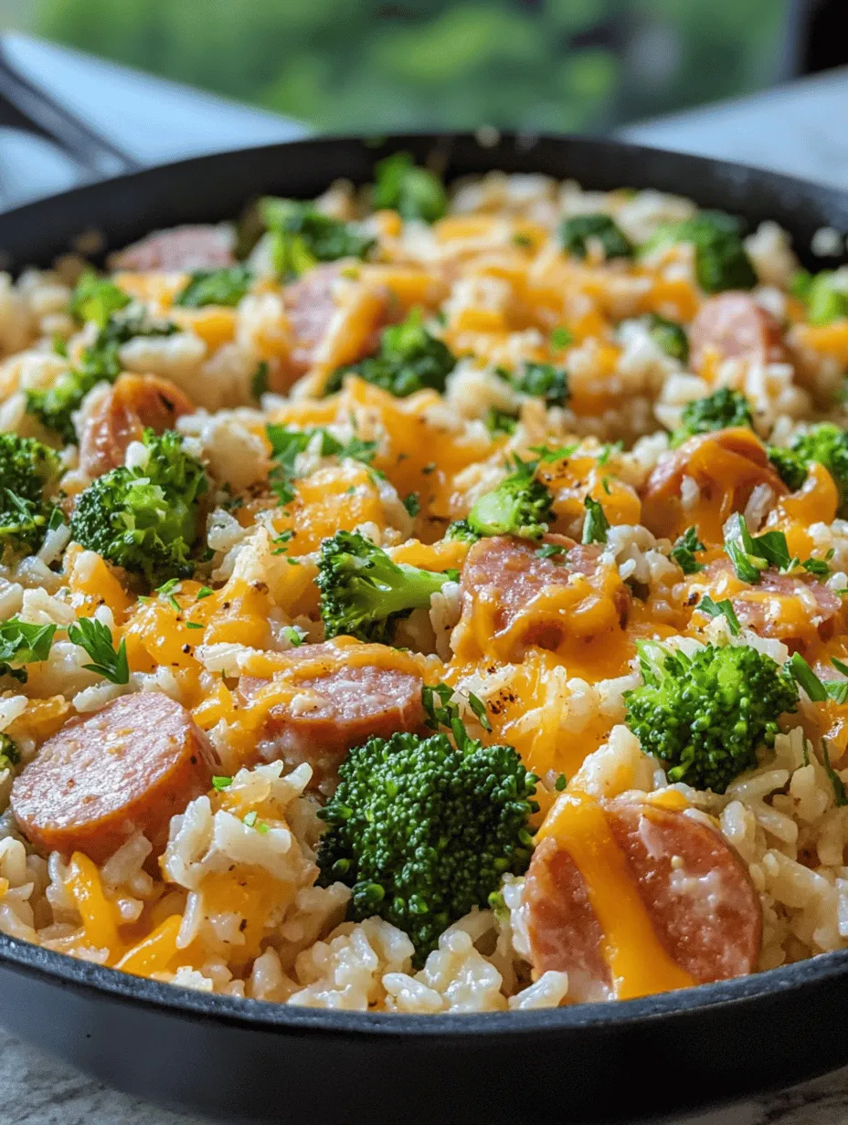 When it comes to weeknight dinners, few dishes can compete with the charm of a one-pan meal. Enter the Cheesy Kielbasa, Rice, and Broccoli Skillet—a delightful fusion of savory flavors, creamy textures, and vibrant colors that make every bite satisfying. This dish is not only a feast for the eyes but also a comforting embrace for the palate. The smokiness of the kielbasa combined with the creaminess of the cheeses and the freshness of broccoli creates a balanced and hearty meal that the entire family will love.