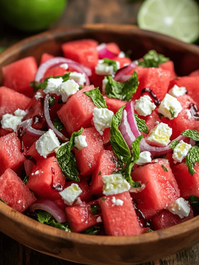 The magic of the Watermelon Feta Salad lies in its harmonious blend of contrasting tastes and textures. The juicy sweetness of ripe watermelon pairs beautifully with the salty creaminess of feta cheese, creating a refreshing and satisfying dish. The subtle bite of red onion adds depth, while fresh mint contributes an aromatic touch that elevates the entire experience. All these elements come together to deliver a salad that is not just a side dish but a celebration of summer itself.
