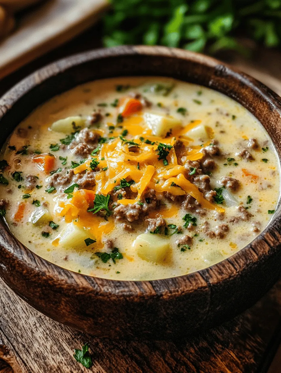 When it comes to comfort food, few dishes can rival the warm and hearty embrace of a chowder. Known for their rich, creamy textures and robust flavors, chowder soups have been a staple in kitchens around the world. The beauty of chowder lies not just in its satisfying nature but also in its ability to incorporate a variety of ingredients, creating endless possibilities for delicious variations. One such delightful twist on this classic is the Cheeseburger Chowder Soup. This dish marries the beloved flavors of a cheeseburger with the comforting qualities of chowder, resulting in a unique and satisfying meal that is perfect for any occasion.