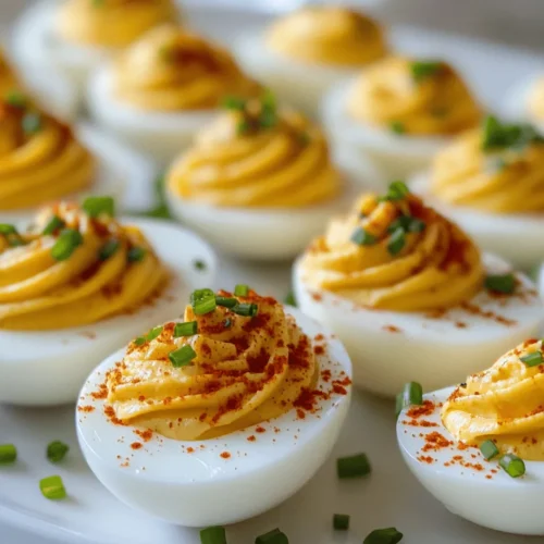 Deviled eggs are a beloved classic appetizer that has graced countless tables for generations. These bite-sized delights, with their creamy yolk filling and savory flavors, have a way of bringing people together. Traditionally, deviled eggs are made by mixing hard-boiled egg yolks with mayonnaise, mustard, and a sprinkle of paprika. However, we’re about to take this timeless dish and give it a spicy, bold twist that is sure to awaken your taste buds: Spicy Chili Garlic Deviled Eggs.