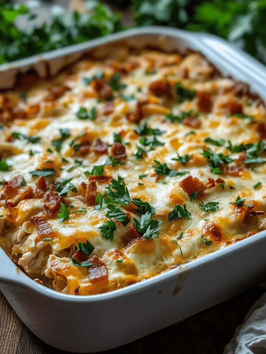 When it comes to comfort food, few dishes can rival the Hearty Cheesy Chicken Bacon Ranch Casserole Delight. This savory dish combines tender chicken, crispy bacon, creamy ranch dressing, and a generous amount of cheese, creating a flavor profile that is both satisfying and indulgent. Whether you're looking to feed a hungry family or impress guests at a dinner party, this casserole is sure to become a favorite in your meal rotation.
