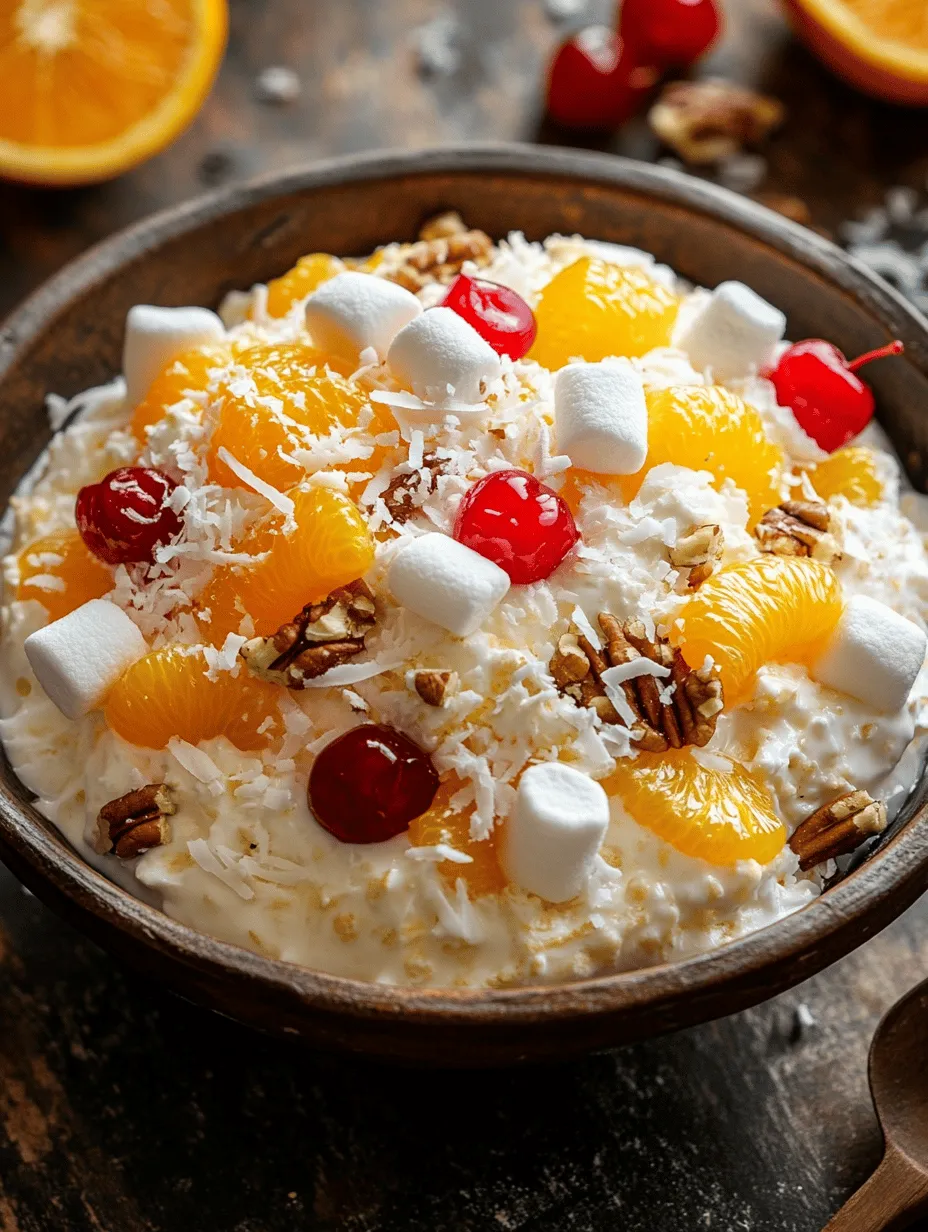 Ambrosia salad is a classic dish that has graced potluck tables and family gatherings for generations. Originating in the southern United States in the 19th century, this sweet salad has evolved over time into numerous variations, each bringing its unique flair to the table. Traditionally, ambrosia salad consists of a mixture of fruits, marshmallows, and a creamy dressing, often made from whipped cream or sour cream. It symbolizes comfort and nostalgia, reminding many of warm summer days spent with loved ones.