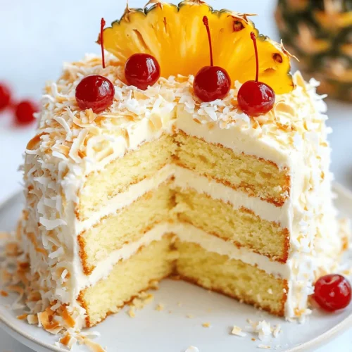 If you're looking for a show-stopping dessert that captures the essence of tropical paradise, look no further than the Piña Colada Layer Cake. This impressive cake combines the beloved flavors of coconut and pineapple, reminiscent of the classic cocktail. With its fluffy layers and luscious frosting, it’s not just a treat for the palate but also a feast for the eyes, making it a perfect choice for special occasions like birthdays, weddings, or summer gatherings.
