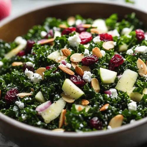 At the heart of our Kale Cranberry Salad is kale, often hailed as a superfood. This leafy green is not just a trendy addition to your plate; it is a nutritional powerhouse, providing a wide array of health benefits. Kale is rich in vitamins A, C, and K, as well as minerals like calcium, potassium, and magnesium.