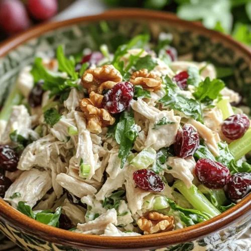 Cranberry Bliss Chicken Salad is a delightful medley of flavors and textures that promises to elevate any meal. This vibrant dish combines tender chicken, sweet dried cranberries, juicy grapes, and crunchy nuts, making it not only a feast for the eyes but also a nutritious choice. Whether you're looking to prepare a quick lunch, a satisfying dinner, or a refreshing option for a picnic or potluck, this chicken salad fits the bill perfectly.